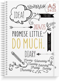 a spiral notebook with the words dear written in black and gold on it, surrounded by doo