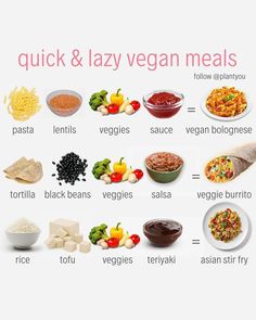 an image of quick and lazy vegan meals