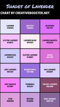 the shades of lavender chart by creative minds