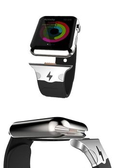 an apple watch is flying through the air with its display on it's side