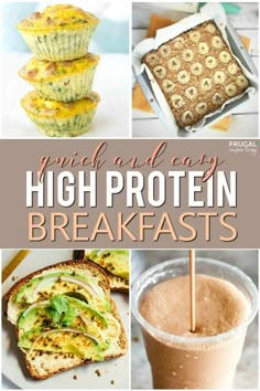 high protein breakfasts with text overlay