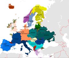 an image of a map of europe with all the countries in different colors and names