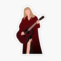 a woman with a guitar sticker