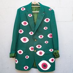 Green Blazer with Hand-Painted Evil Eyes Men's XL - "Jealous"– Smells Like Crime Ropa Upcycling, Evil Eyes, All Jeans, Made Clothing, Mode Inspo, Look Vintage, Looks Style, Mode Inspiration