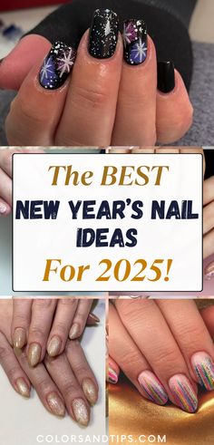 Elevate your look with fabulous New Year's nail designs! Explore the top simple, cute, and classy ideas featuring styles like black & chrome. Ideal for short, elegant nails in acrylic and gel. Find inspiration in this New year's most elegant nail art, from chic simplicity to dazzling shine. Don't miss these must-see party nail inspo pics! New Year's nails, black nails, chrome accents. Simple elegant nails. Cute nails almond. Short nails acrylic, New years nail almond, New years nails acrylic