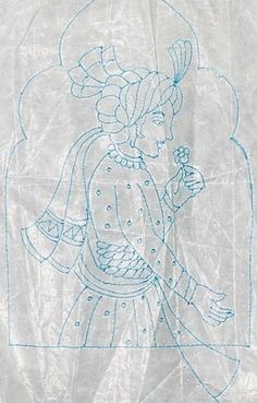 a drawing of a woman with a flower in her hand on a piece of paper