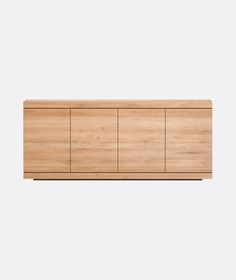 the sideboard is made out of wood and has four doors, two drawers and one door