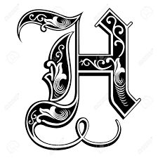 the letter h is made up of ornate designs