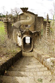 the entrance to an old abandoned building