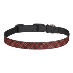 a red and black plaid dog collar