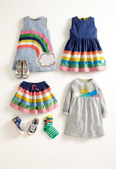 Somewhere over the rainbow...is an outfit she'll LOVE. Cute Rainbow Outfits, Outfits For Kids, Somewhere Over The Rainbow, Fashion Baby Girl Outfits, Baby Dress Design, Rainbow Outfit, Rainbow Fashion, Cute Rainbow, British Fashion