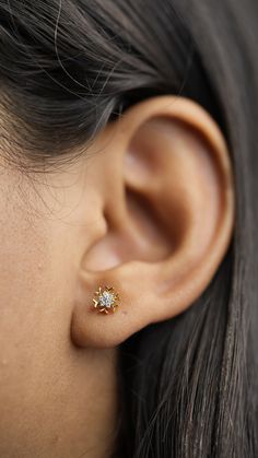 14K Yellow Gold Flower Diamond Studs for Girl's, Brilliant Round Cut Lab Grown Diamond Studs Earrings, Handmade Tiny Flower Studs for Her *Stone: Lab Grown Diamond *Metal:  14K Solid Gold *Net Gold - 1.14 *Carat - 0.070 *       No. Of Diamond - 14 *Diamond color: White *Style: Minimalist *Handmade item Metal Finishing Available: 14k Solid Yellow Gold, 14k Sold Rose Gold and 14K Solid White Gold    *Gift wrapping available Material This beautiful Studs is handcrafted using only the highest qualit Diamond Studs Earrings, Gold Gift, Studs Earrings, Gold Flower, Tiny Flowers, Flower Studs, Style Minimalist, Diamond Color, Gold Flowers