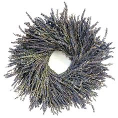 dried lavender wreath on white background