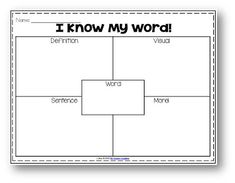 i know my word worksheet with the words and pictures below it in black and white