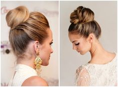 Wedding Hairstyles High Bun, High Bun Updo Wedding, High Sleek Bun, High Updo Hairstyles, Sleek High Bun, Flower Bun Hairstyle, Elegant Low Bun, High Bun Wedding Hairstyles, High Bun Wedding