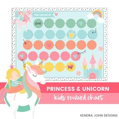 the princess and unicorn reward chart is shown