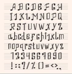 the alphabet and numbers are lined up with music notes on them, as well as musical notation