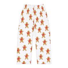 Cute gingerbread man pajama pants for her.   A perfect Christmas eve surprise Here to add style on luxurious comfort, these custom photo pajama pants are made with 100% brushed polyester that feels extra cozy to slip into. The soft and stretchy fabric makes it perfect for sleeping or lounging around home while your prints come to life in vivid detail and color for extra style points.  .: Material: 100% brushed polyester .: Light fabric (5.6 oz/yd² (190 g/m .: Elastic waistband .: Printed-in size and care label .: Seam thread color automatically matched to design (black or white) .: Assembled in the USA from globally sourced parts Cute Christmas Pajama Pants, Purple Pajama Pants, Christmas Pj Pants, Cute Christmas Pajamas, Comfy Sleepwear, Cute Gingerbread Man, Purple Pajamas, Christmas Pajama Pants, Christmas Gingerbread Man