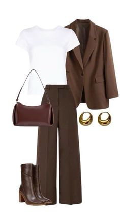 Brown Pants Outfit, Stile Hijab, Looks Pinterest, Overalls Outfit, Year 7, Blazer Outfit, Vsco Girl, Classy Fashion, Classy Work Outfits