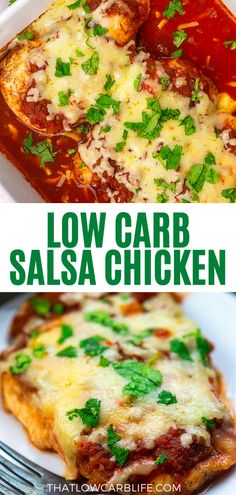 Low Carb Salsa Chicken Low Carb Salsa Chicken, Recipes With Salsa In It, Keto Salsa Chicken, Chicken With Salsa Recipe, Recipe Using Salsa, Low Carb Salsa, Easy Salsa Chicken, Atkins Meals, Baked Salsa Chicken Recipe