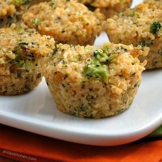 broccoli cheddar quinoa bites on a white plate