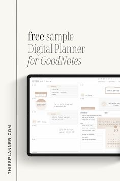 a computer screen with the text free sample digital planner for good / notes on it