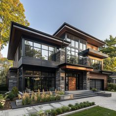 a large modern house with lots of windows