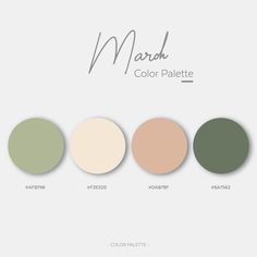 the march color palette is shown in four different shades, including green, beige and white