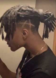 Loc Mullet Men, Coily Hairstyles Men, Dreads Side Profile, Black Emo Boy, Dreads In A Ponytail Men, Dread Aesthetics Men, Black Male Hair Aesthetic, Short Dreadlocks Hairstyles, Black Man Dreads Aesthetic