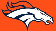 the denver cowboys logo on an orange background