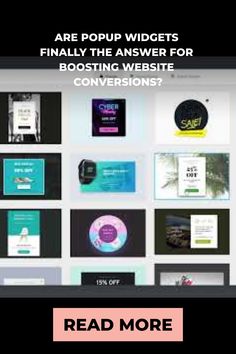 Popup widget examples for boosting website conversions with a "Read More" button below. Game Change, Conversion Rate, Cloud Based
