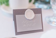 a close up of a place card on a table