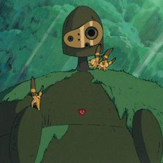 an animated image of a person on top of a hill with other people in the background