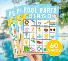 the pool party game is being held in front of a swimming pool