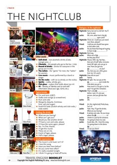 the night club brochure is shown with pictures and information about it's contents