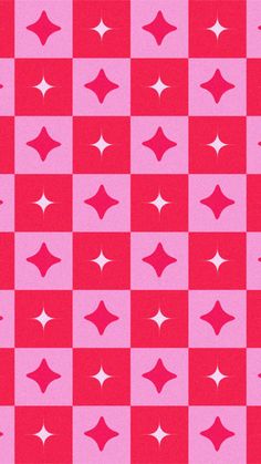 a red and pink checkerboard pattern with white stars on the bottom right corner