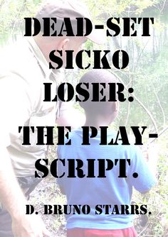 a man standing next to a little boy on top of a grass covered forest floor