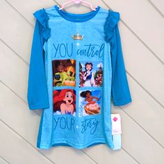 Nwt Disney Xs Night Gown 4/5 Long Sleeve Sleepwear With Character Print, Character Print Long Sleeve Sleepwear For Sleepover, Cute Long Sleeve Character Print Sleepwear, Cute Long Sleeve Sleepwear With Character Print, Cute Character Print Dress For Sleepover, Blue Character Print Sleepwear For Pajama Party, Blue Character Print Sleepwear, Blue Long Sleeve Sleepwear With Character Print, Blue Long Sleeve Bedtime Dress