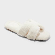 Feel good on casual days in these Sage Slide Slippers from A New Day™. Designed with a faux-fur upper, these slide slippers feature a cushioned insole and an open square toe for a classic look and comfortable wear. The slip-on style allows for easy on and off, and they are suitable for both indoor and outdoor wear. A New Day™: Style that goes wherever you do. Beach Socks, Fur Loafers, Slide Slippers, Clog Slippers, Loafer Slippers, 16 29, Outdoor Wear, A New Day, Classic Looks