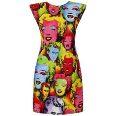 Sleeveless, power shoulder, mini dress, merging Gianni Versace's love of art and contemporary fashion in the Spring Summer 1991 collection. Pop Art SS'91 print Sleeveless,Power shoulders,V-neck back Mini length,'Versace Tribute' label 2018 collection 100% Viscose.Do not bleach Iron on low temperature.Dry clean only approximate measurements: Waist 28.5" Underarm 33" Do not tumble dry Made in Italy Brand new with tags. Size 38 FINAL SALE. Versace Print, Mixed Print Dress, Versace Spring, Versace Designer, Versace Dress, Versace Collection, Gianni Versace, Contemporary Fashion, Primavera Estate