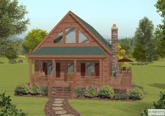 Cabin Plan: 1,647 Square Feet, 2 Bedrooms, 1 Bathroom - 036-00039 Log Cabin Flooring, Cabin Landscape, Cabin Plan, Lake Property, Log Cabin Plans, Spec House, Small Cabin Plans, Cabin Designs, Small Log Cabin