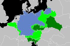 a map with green and blue areas in the middle of europe, showing where people are living