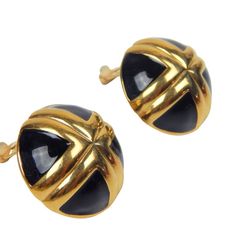 Chunky Dome Earrings Black Enamel and Gold Tone Clip on Statement Earrings, Vintage 1980s Jewelry - Etsy Sally Brown, 1980s Jewelry, Dome Earrings, Button Earrings, Enamel Earrings, Earrings Black, Earrings Vintage