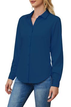 PRICES MAY VARY. 【Soft and Comfy】 long sleeve shirts are made of 48.5% Viscose form Bamboo,48.5% Polyester,3% Spandex with friendly soft touch and flowy glossy drape, wrinkle free, stretch, anti-see-through, skin-friendly, Soft. Special it keeps neat without ironing after washing.Machine Wash. 【Unique fabric】Our fabric is moderately thick and matched with Viscose form Bamboo material which has the dual functions of Hygroscopic and breathability. 【Adjustable Long Sleeve】shirt retains the formal f Button Down Blouses For Women, Business Casual Tops For Women, Comfy Long Sleeve Shirts, Business Casual Blouse, Business Casual Top, Bamboo Material, Women's Button Down Shirt, Work Blouses, The Office Shirts