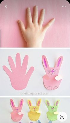 handprinted bunny and rabbit puppets for kids to make with the paper they are made from