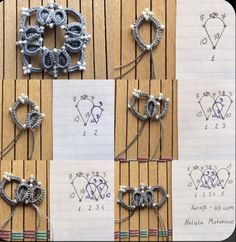 the instructions for how to make an ornament with string and beads are shown