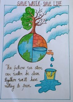 a poster with an image of the earth and tree on it that says save water save life