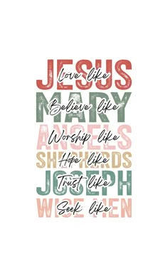 the words jesus and mary are in different colors