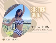 We love the longline bikini top with an optional supportive underwire. Make these tops in lush floral or geometric designs with splash color. Using a neoprene fabric as a lining for cups will help get this look right.  Pair with No 10089 - Bleu Highwaisted Bottom ✂ SEWING PATTERN ✂ ** No paper pattern will be mailed to you ** - This is a PDF pattern for download only. You will receive an automated email from Etsy. Please look for the zip folder (it's sometimes hard to see in the middle of the email).  Read instructions and watch the video tutorial on how to make this product:  https://yabbey.com/products/bustier-swim-top-patterns After purchasing, you'll be able to download: -PDF patterns (Letter, A4, and A0) Remember that you must not copy our patterns and sell, or even give them away for Fabric Kit, Shape Wear, Bustiers, Letter Patterns, Geometric Designs, Swim Top, Top Pattern, Shapewear, Pdf Pattern