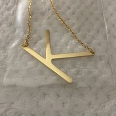 Large Initial Letter K Necklace. 1.5" Inch Letter 8" - 9" Drop Stainless Steel / Gold Plated Letters Do Lay Sideways When Worn Gold K Necklace, K Letter Necklace, K Initial Necklace, Letter K Necklace, Blue Choker Necklace, K Jewelry, K Necklace, Cross Choker Necklace, Beaded Boho Necklace